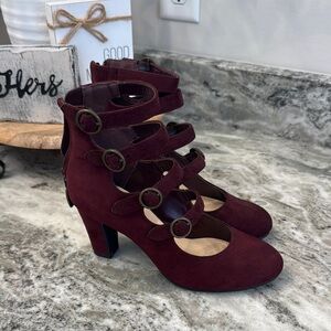 Women's Burgundy Strappy Heels